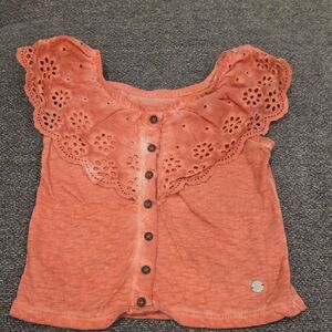 Justice Girls Coral Eyelet Button Front Tank Top